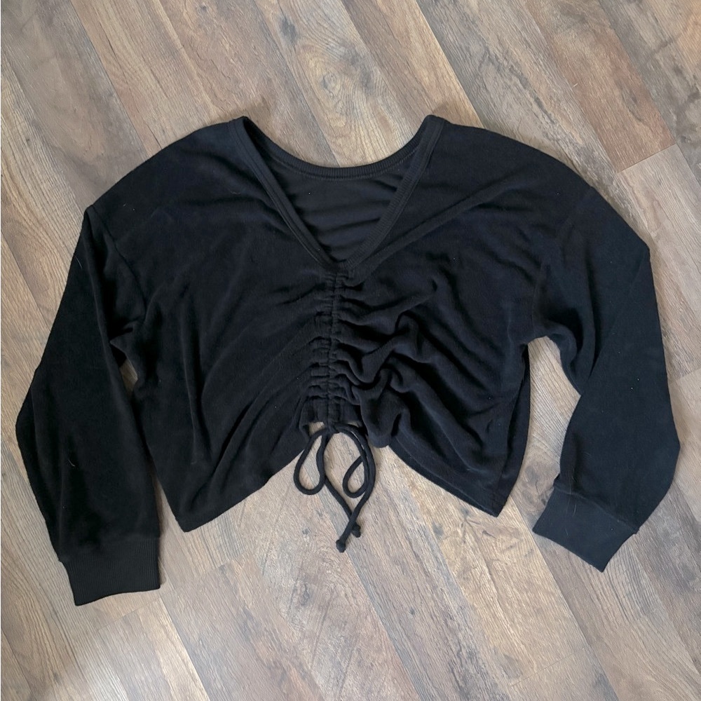 ✨NWT Aerie Black Towel Terry Cinch Sweatshirt